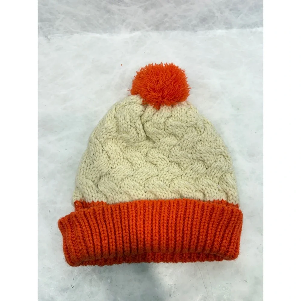 47 Brand Denver Broncos Women's Cable Knit Pom Beanie Hat Cream Orange NFL